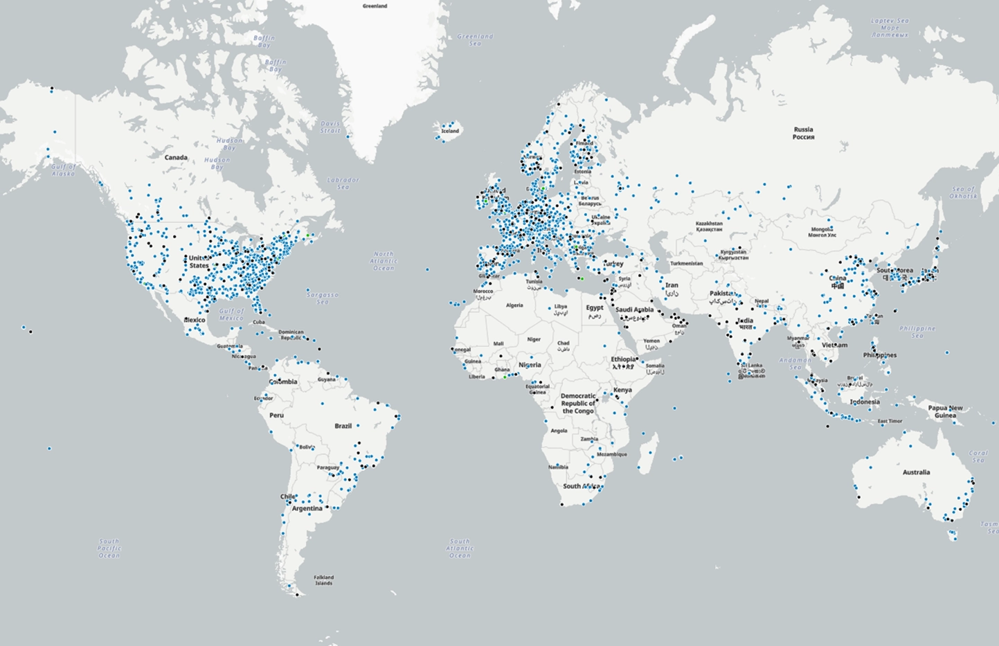 Global data center map preview